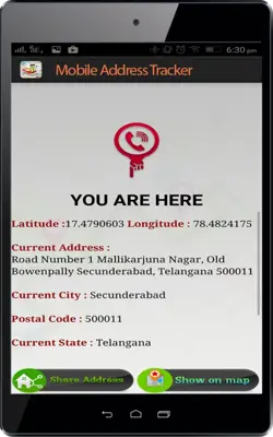 Mobile Address Tracker android App screenshot 1